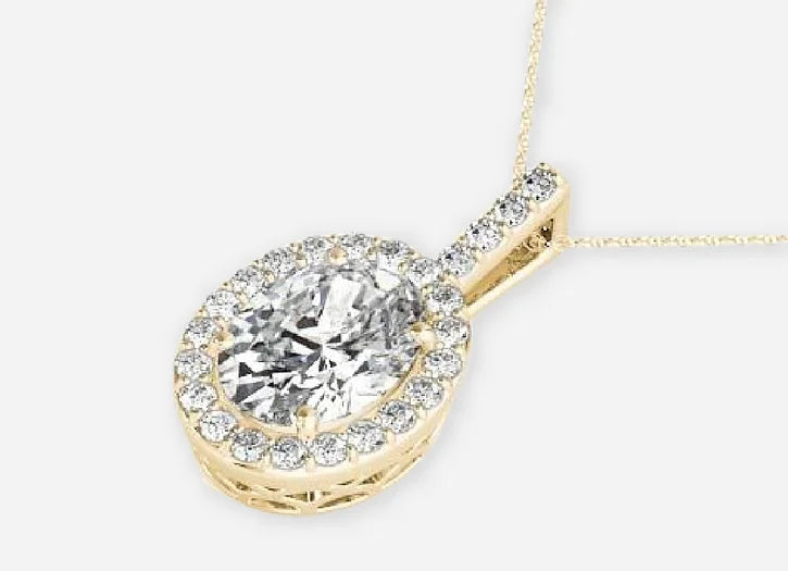 izar oval lab diamond halo pendant