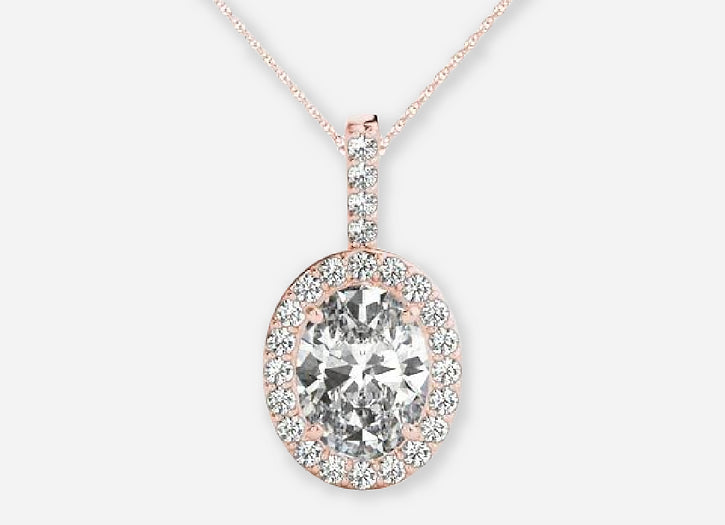 izar oval lab diamond halo pendant