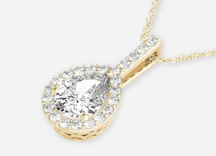izar pear lab diamond halo pendant