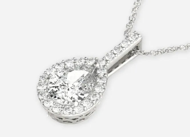 izar pear lab diamond halo pendant