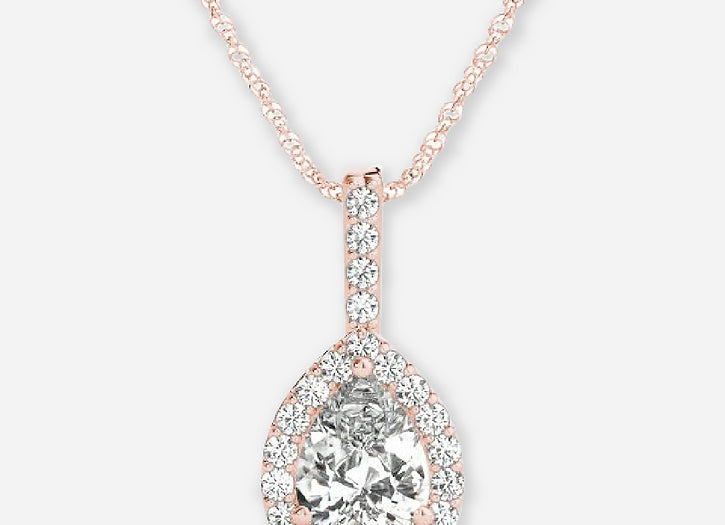 izar pear lab diamond halo pendant