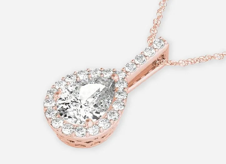 izar pear lab diamond halo pendant