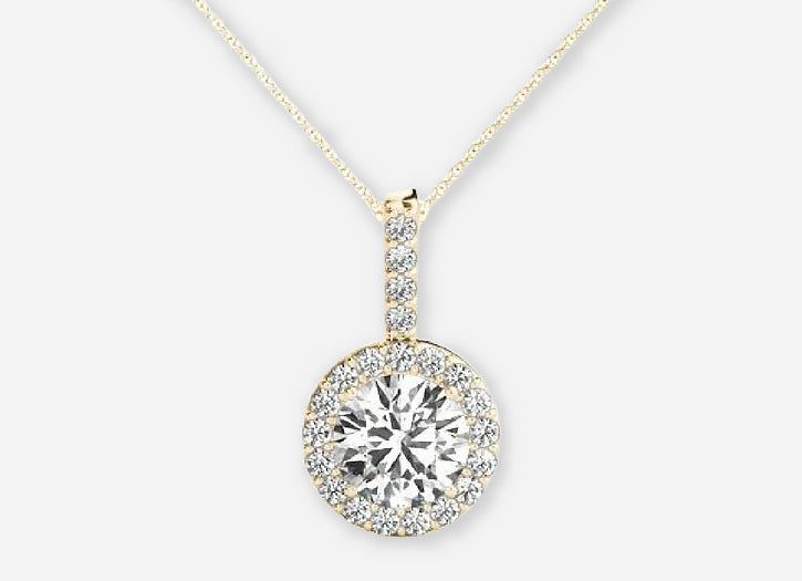 izar round lab diamond halo pendant