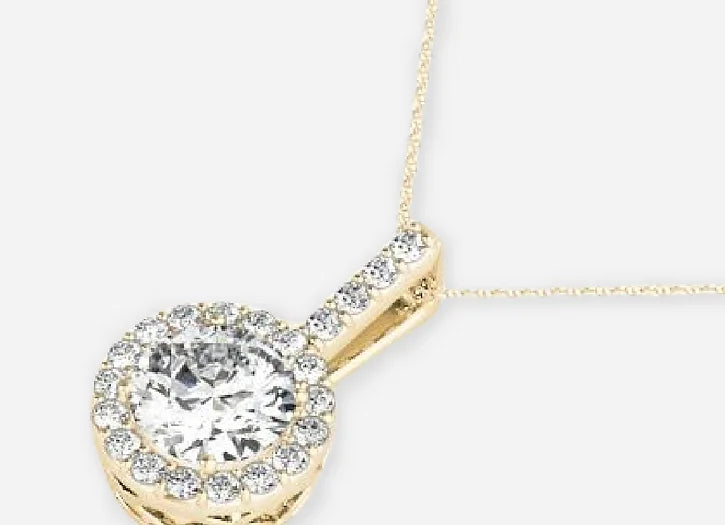 izar round lab diamond halo pendant