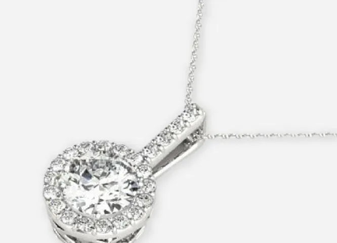 izar round lab diamond halo pendant