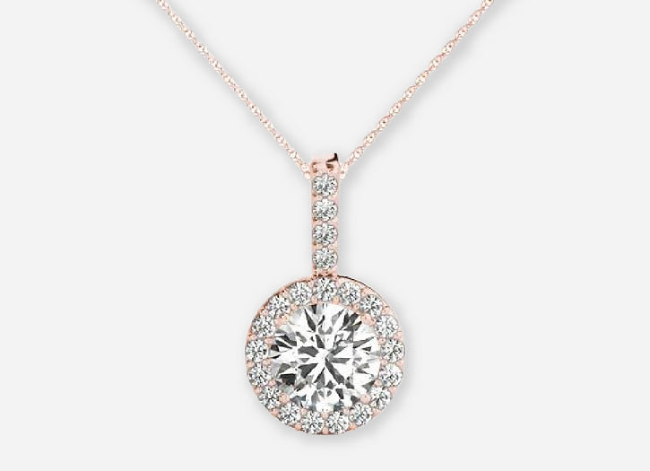 izar round lab diamond halo pendant