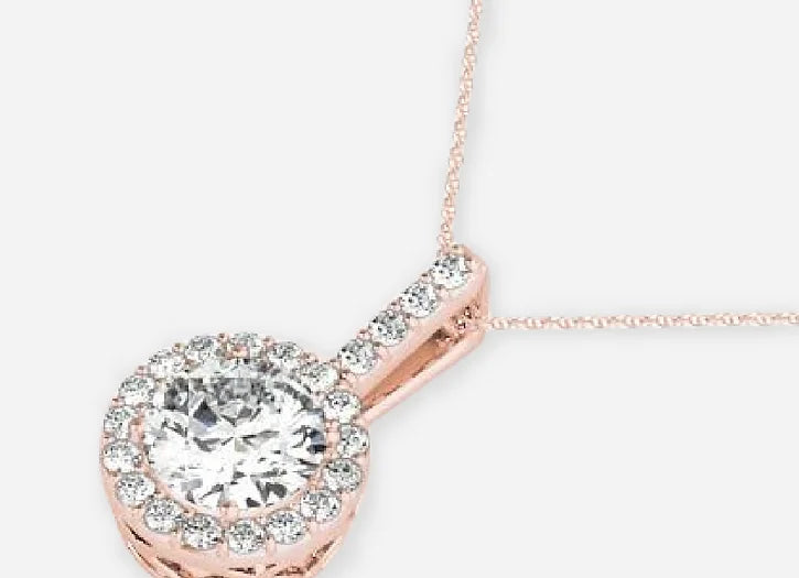 izar round lab diamond halo pendant