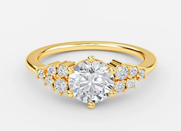 jade classic round cut cluster engagement ring - 1.0ct+. d & vvs2