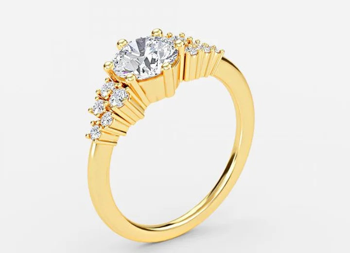 jade classic round cut cluster engagement ring - 1.0ct+. d & vvs2