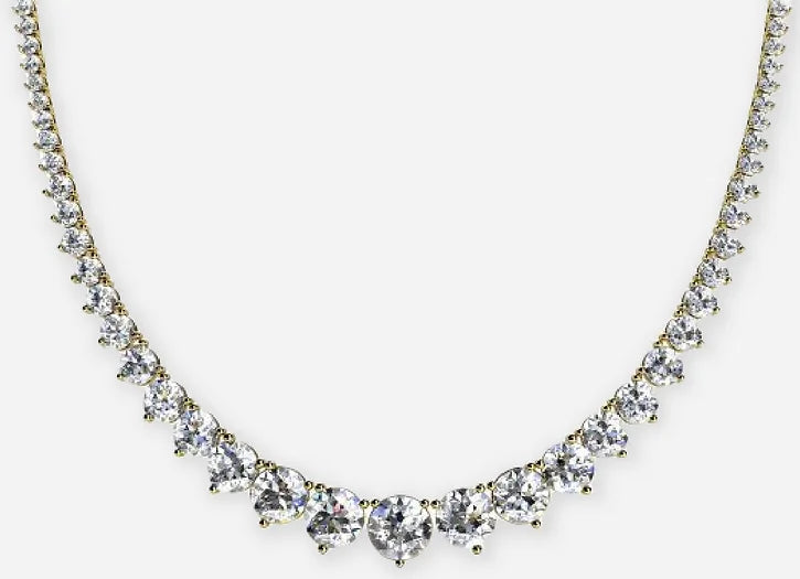 jovian 3 prong round diamond tennis necklace