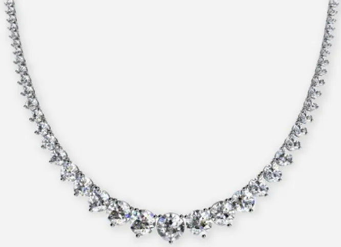 jovian 3 prong round diamond tennis necklace