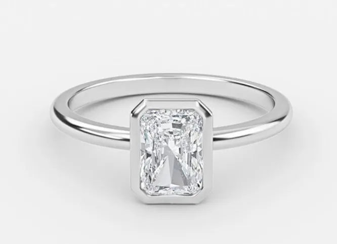 nadir classic radiant cut bezel engagement ring - 1.0ct+. d & vvs2