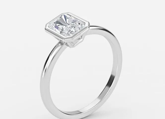 nadir classic radiant cut bezel engagement ring - 1.0ct+. d & vvs2