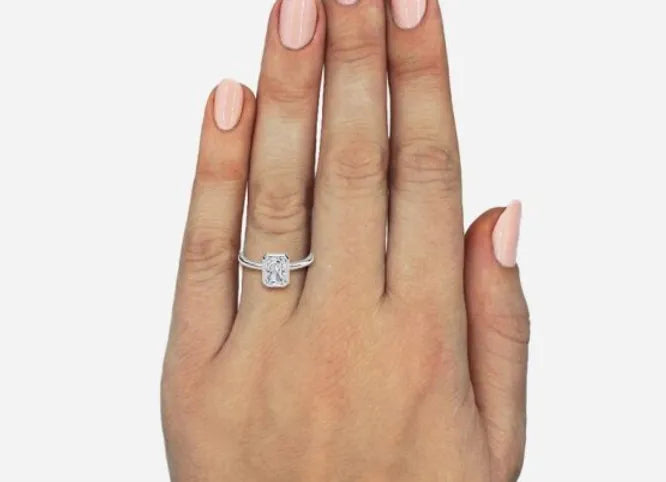 nadir classic radiant cut bezel engagement ring - 1.0ct+. d & vvs2