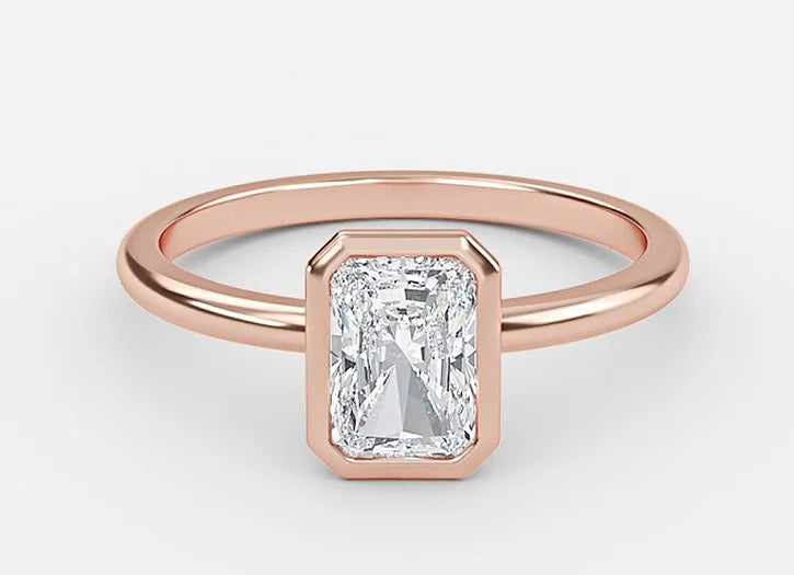 nadir classic radiant cut bezel engagement ring - 1.0ct+. d & vvs2