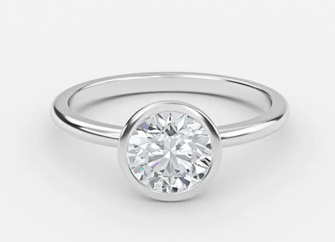 nadir classic round cut bezel engagement ring - 1.0ct+. d & vvs2