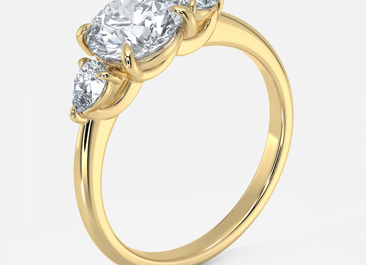 radiance classic round cut three stone engagement ring - 1.0ct+. d & vvs2
