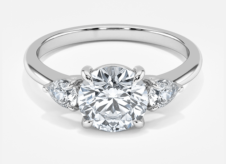 radiance classic round cut three stone engagement ring - 1.0ct+. d & vvs2