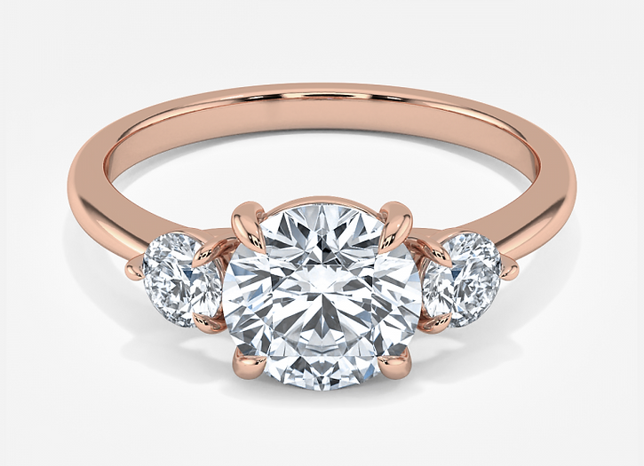 radiance classic round cut three stone engagement ring - 1.0ct+. d & vvs2