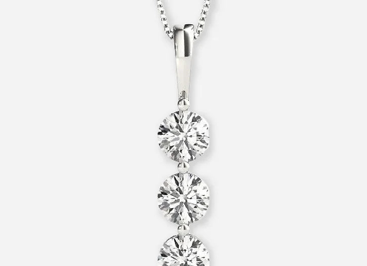 rosalind lab diamond three stone pendant