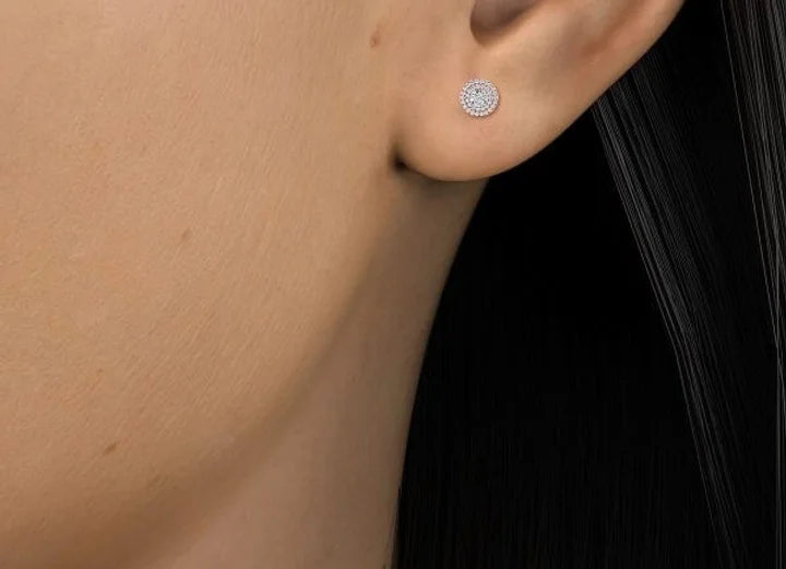 selene round lab grown diamond double halo earrings