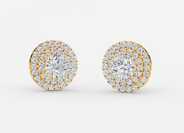 selene round lab grown diamond double halo earrings