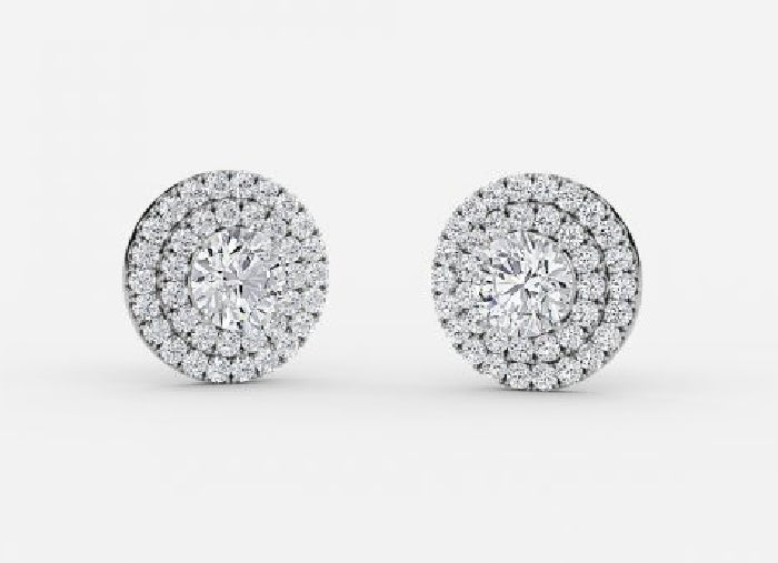 selene round lab grown diamond double halo earrings