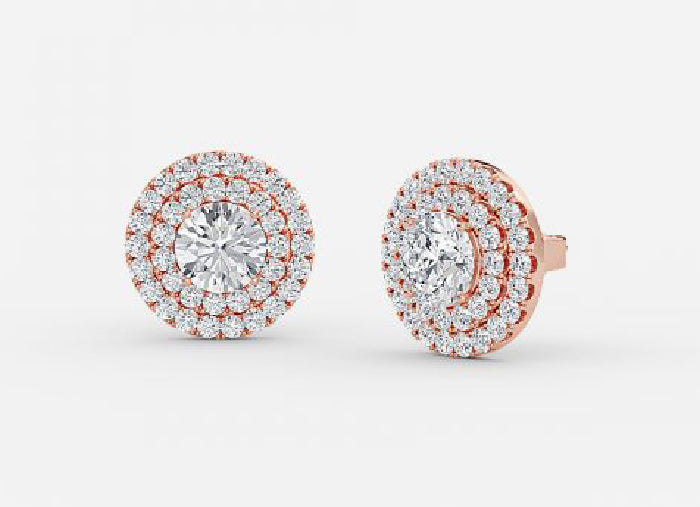 selene round lab grown diamond double halo earrings