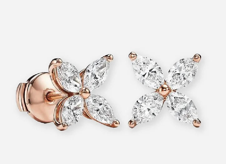 ursa marquise diamond floral leaf cluster stud earrings