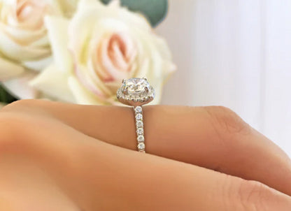 Aurora Classic Round Cut Halo Engagement Ring - 1.0ct+. D & VVS2