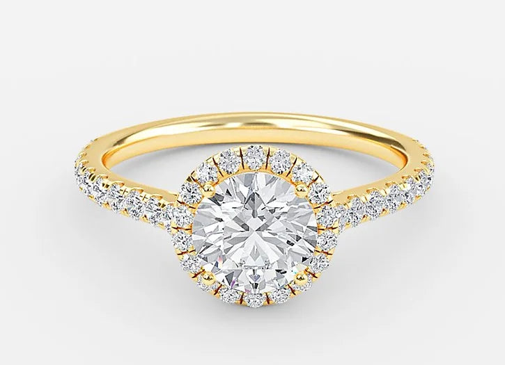aurora classic round cut halo engagement ring - 1.0ct+. d & vvs2