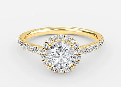 Aurora Classic Round Cut Halo Engagement Ring - 1.0ct+. D & VVS2