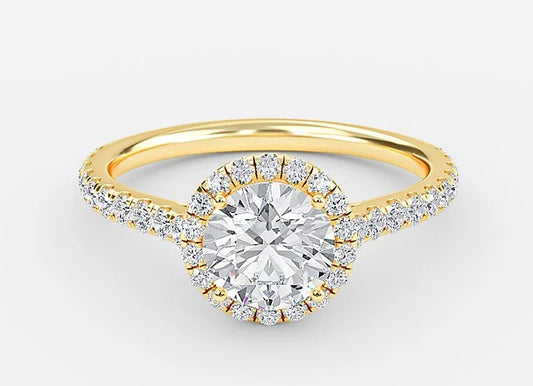 Aurora Classic Round Cut Halo Engagement Ring - 1.0ct+. D & VVS2