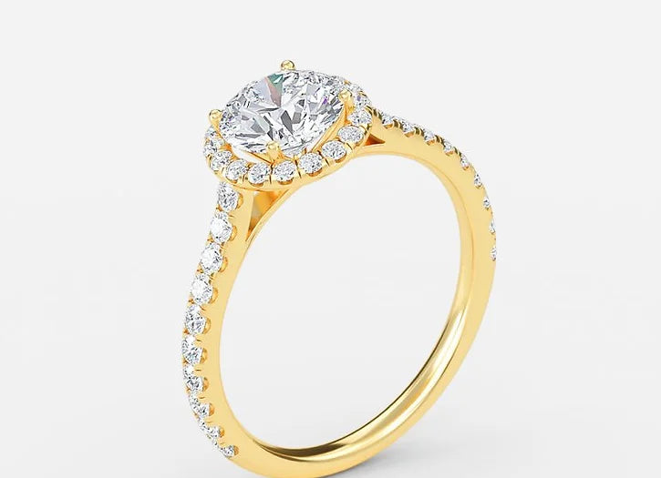 aurora classic round cut halo engagement ring - 1.0ct+. d & vvs2