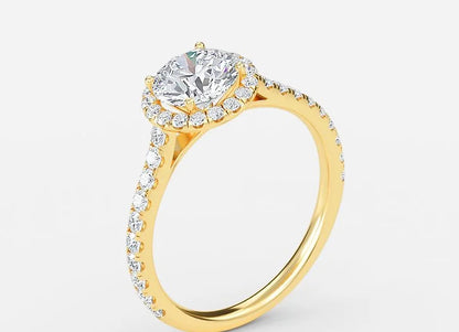 Aurora Classic Round Cut Halo Engagement Ring - 1.0ct+. D & VVS2