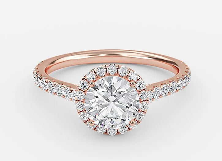 aurora classic round cut halo engagement ring - 1.0ct+. d & vvs2