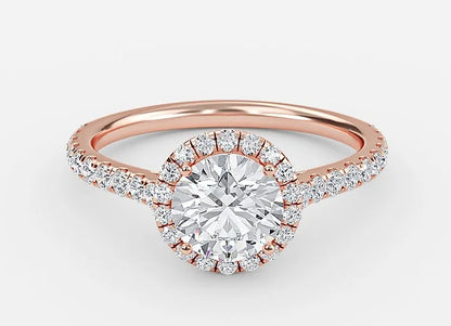 Aurora Classic Round Cut Halo Engagement Ring - 1.0ct+. D & VVS2