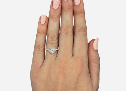 Aurora Classic Round Cut Halo Engagement Ring - 1.0ct+. D & VVS2