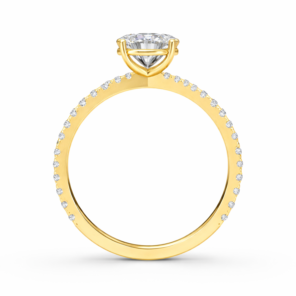 Round Solitaire with Diamond Band