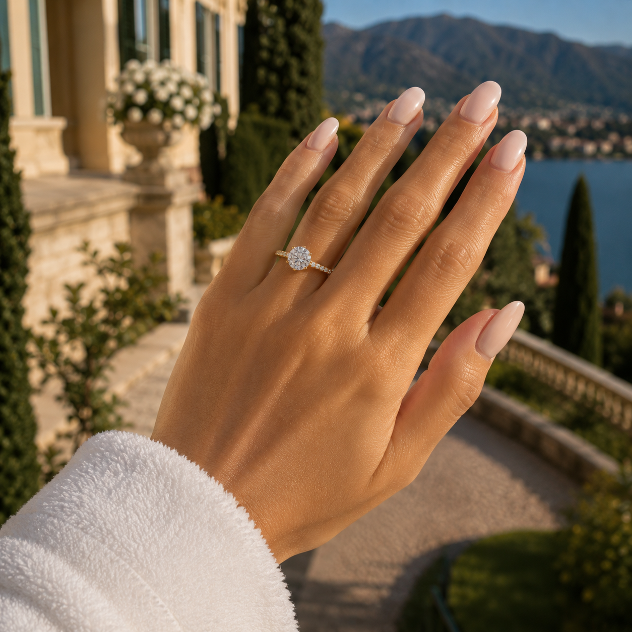 Round Solitaire with Diamond Band