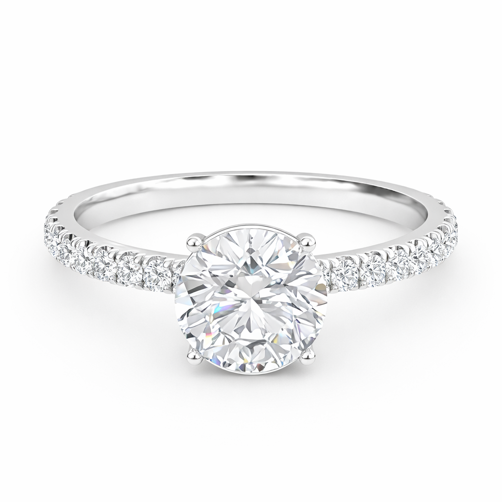 Round Solitaire with Diamond Band