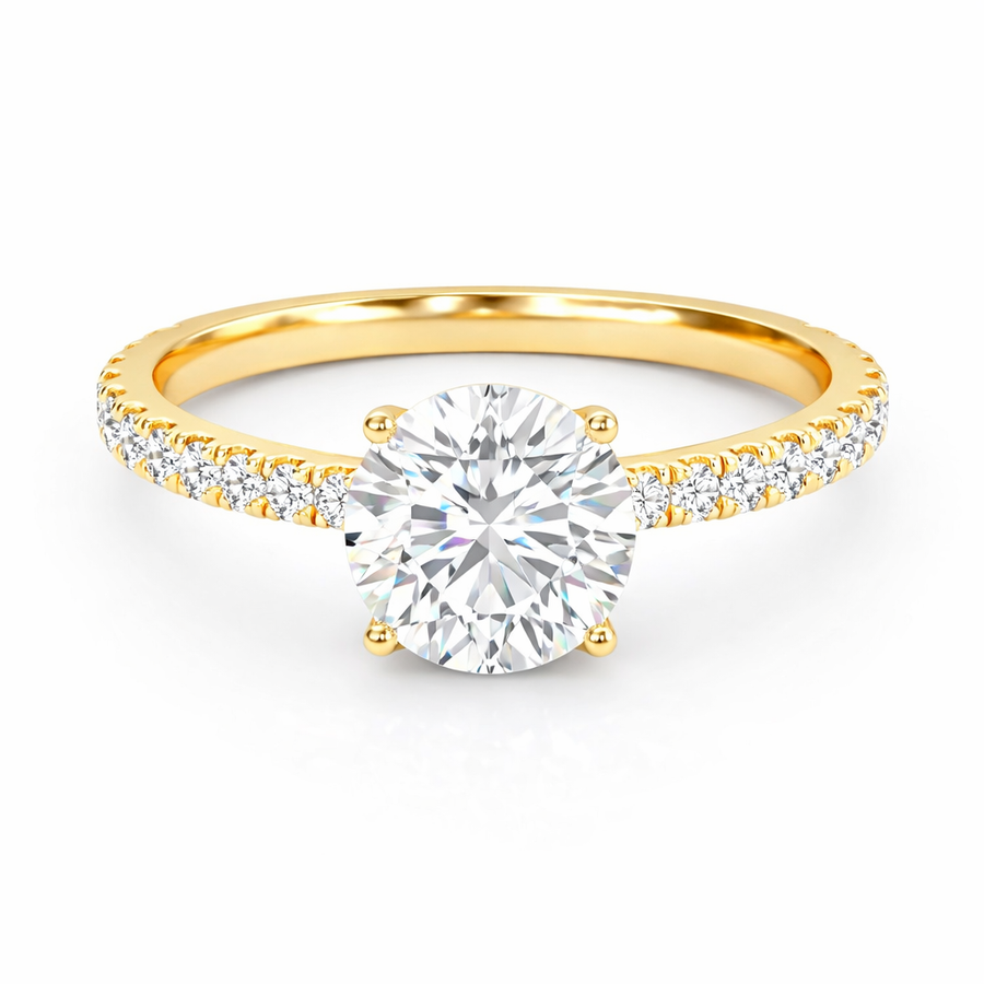 Round Solitaire with Diamond Band