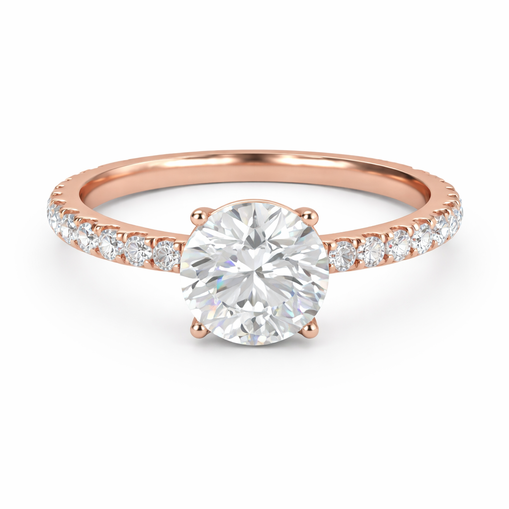 Round Solitaire with Diamond Band