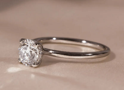 Elara Classic Round Cut Hidden Halo Engagement Ring - 1.0ct+. D & VVS2