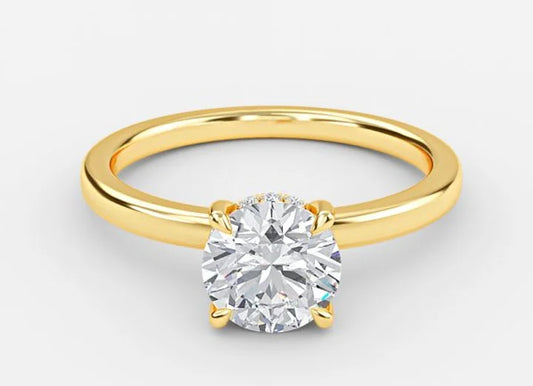 Elara Classic Round Cut Hidden Halo Engagement Ring - 1.0ct+. D & VVS2