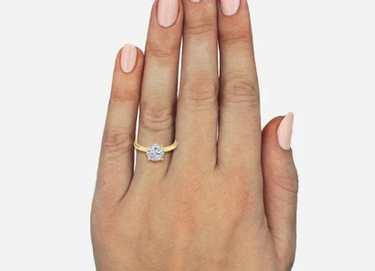 Elara Classic Round Cut Hidden Halo Engagement Ring - 1.0ct+. D & VVS2