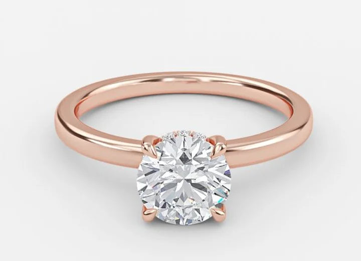 elara classic round cut hidden halo engagement ring - 1.0ct+. d & vvs2