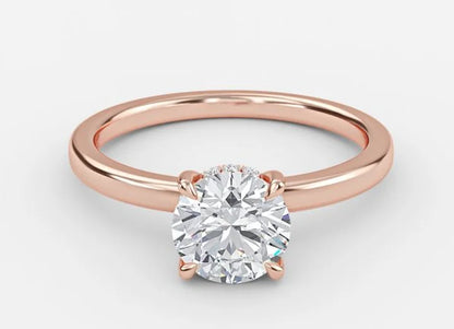 Elara Classic Round Cut Hidden Halo Engagement Ring - 1.0ct+. D & VVS2