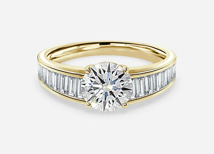 Estelle Classic Round Cut Unique Engagement Ring - 1.0ct+. D & VVS2
