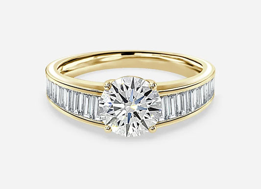 Estelle Classic Round Cut Unique Engagement Ring - 1.0ct+. D & VVS2